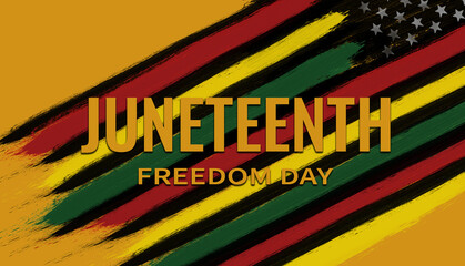 Juneteenth Freedom Day. African heritage . June 19. Celebrate Black Freedom. Flag. 3d illustration