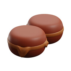 chocolate macaron 3d rendered icon.