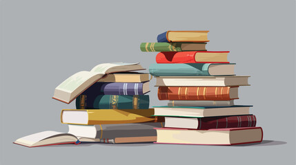 Stack of books on grey background Vector illustration