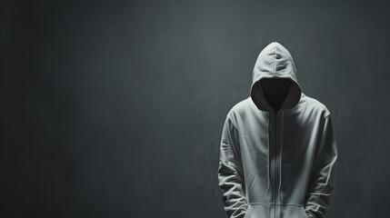 パーカーを被った怪しげな男性