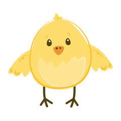 Cute chick Easter design. Vector illustration on a white background. Cartoon character.