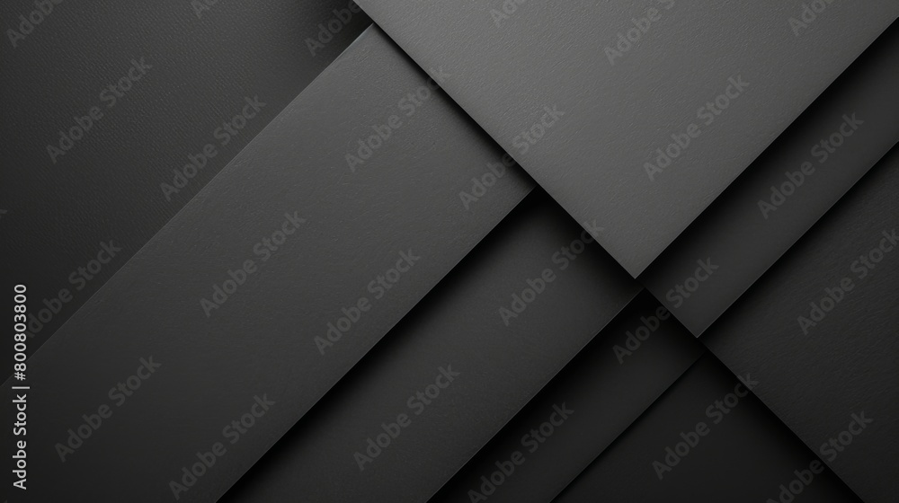 Poster minimalistic black dynamic background with diagonal lines, abstract dark geometric shape from paper 