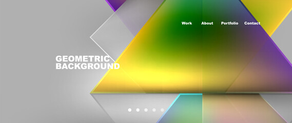 A pattern of colorful triangles arranged in a geometric background on a gray canvas. The electric blue triangles create a modern and dynamic display for office application software branding