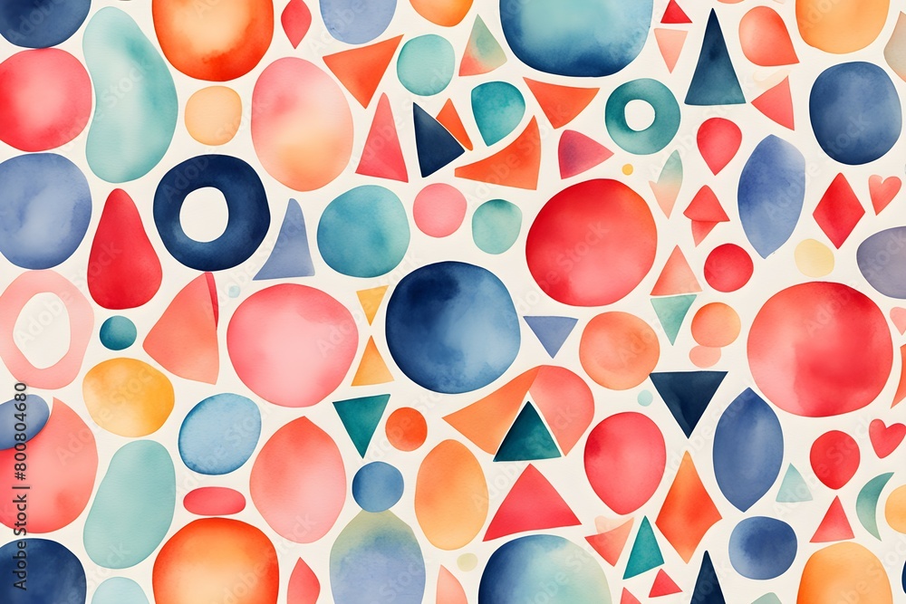 Poster a colorful abstract painting with many different shapes and sizes