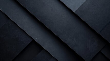 Minimalistic black dynamic background with diagonal lines, abstract dark geometric shape from paper with soft shadows background, top view, flat lay