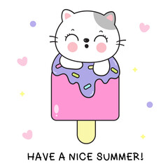 cat with icecream kawaii kitten baby animal