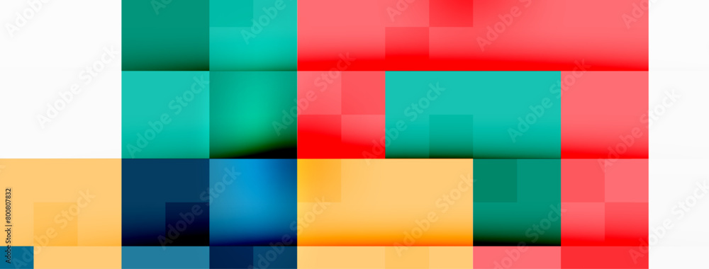 Poster a vibrant display of colorfulness with rectangles in magenta, electric blue, and other tints and sha