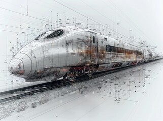 Fototapeta na wymiar blueprint of a new bullet train