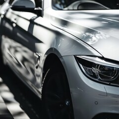 Obraz na płótnie Canvas white vehicle, automotive, close-up car