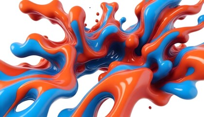 Blue orange 3d liquid paint background 