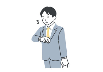 忙しそうに時計を確認するビジネスマン