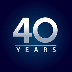40 years blue and silver gradient for celebration, events, anniversary