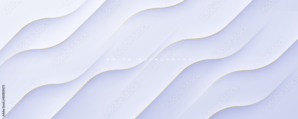 Poster abstract white background with gold line decorative shape abstract design vector.