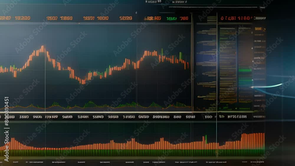 Poster stock market chart displayed on computer screen generative ai