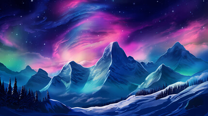 A stunning digital art illustration of a mountain range