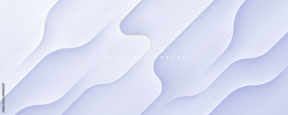 Poster abstract white background with gold line decorative shape abstract design vector.