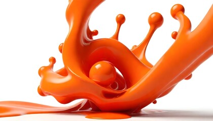 Orange 3d liquid paint background 