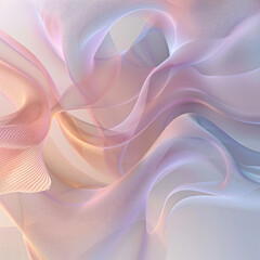 Digital art of pastel-colored sound waves, flowing across a minimalist canvas in soft background