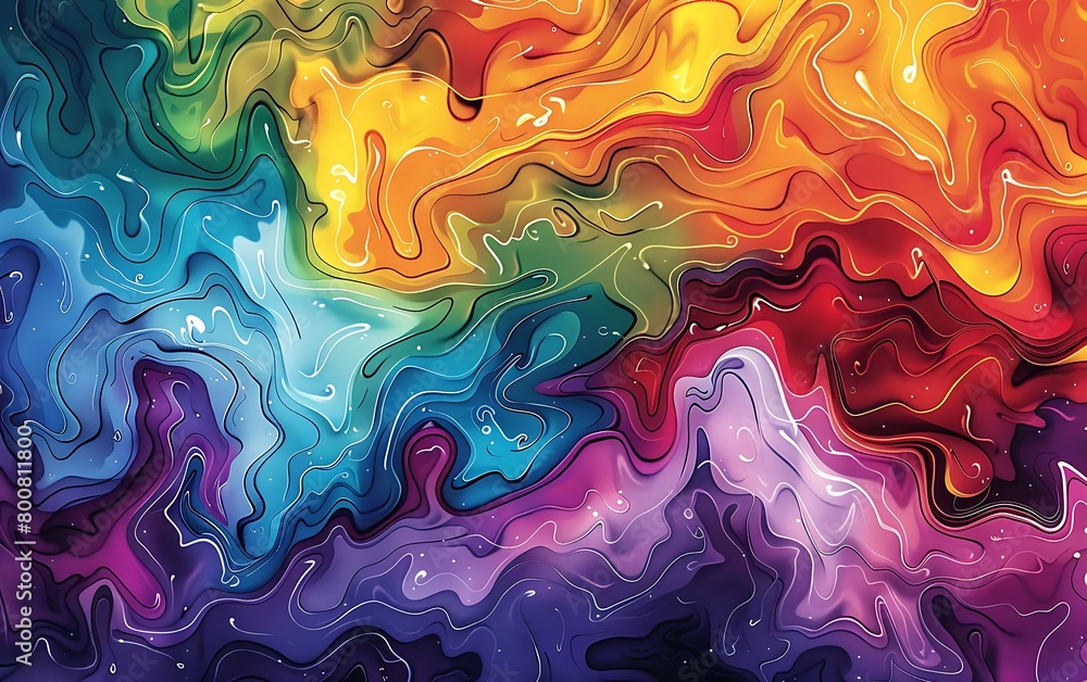 Poster fluid patterns in a riot of colorful tones