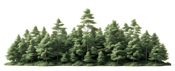 Isolated forest on white background with clipping path 3D illustration rendering
