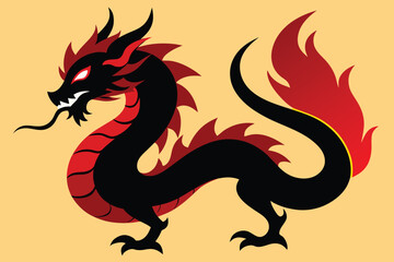 Oriental flame dragon vector design