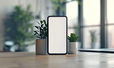 Designed a studio environment with a handphone mock-up featuring a blank white screen
