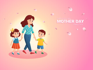 Mother day love Card banner illustration design