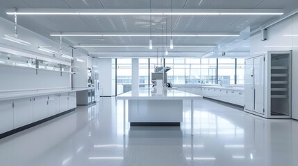 In a minimalist, brightly lit lab, simplicity speaks volumes without cluttered tables
