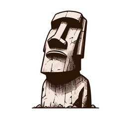  moai statue hand drwan vector