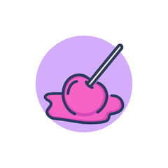 Caramel apple on stick line icon. Lollypop, fruit, cinnamon outline sign. Sweet, desserts and candy concept. Vector illustration for web design and apps