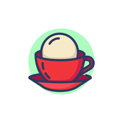Coffee with ice cream in cup line icon. Sundae, flavor, plate outline sign. Dessert and food concept. Vector illustration for web design and apps