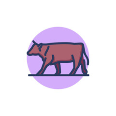 Cow line icon. Cattle, animal, side, full length outline sign. Diary product, farming, agriculture concept. Vector illustration for web design and apps