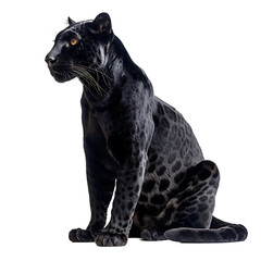Panther sitting on isolated transparent background
