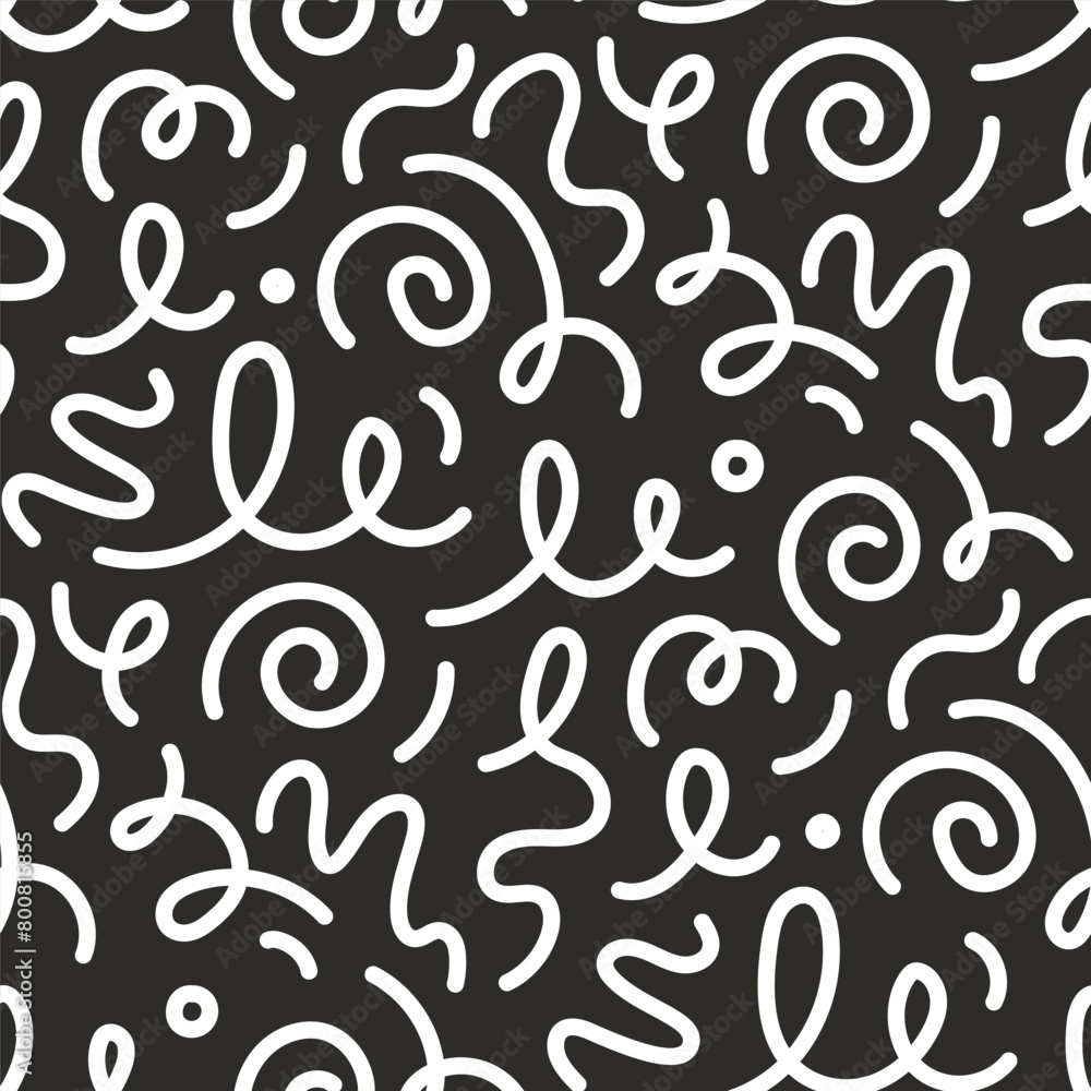 Aufkleber kid line abstract shape seamless pattern. abstract cute children party squiggle background design. f