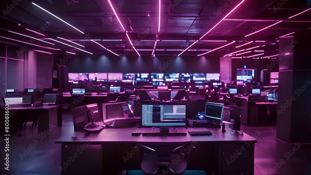 Poster room filled with computers and monitors generative ai