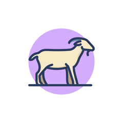 Goat line icon. Head, cattle, animal outline sign. Diary product, farming, agriculture concept. Vector illustration for web design and apps