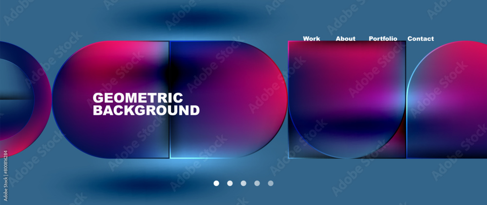 Aufkleber A liquid solution of purple fluid in drinkware and tableware, creating geometric patterns of circles and squares on a blue background resembling the sky