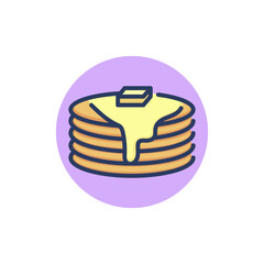 Pancakes with butter line icon. Cooking, breakfast, home outline sign. Sweet desserts and bakery concept. Vector illustration for web design and apps