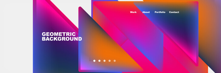 A vibrant geometric background featuring colorful triangles in shades of purple, violet, magenta, and electric blue on a crisp white rectangle. Perfect for electronic device screens