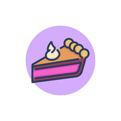 Piece of cake with cream line icon. Tart, meal, tea outline sign. Sweet desserts and bakery concept. Vector illustration for web design and apps