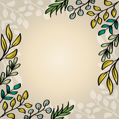 Square frame with beautiful floral.  Vector illustration.