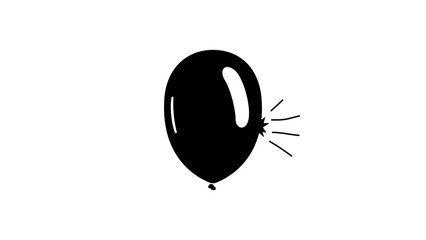 bursting balloon, black isolated silhouette