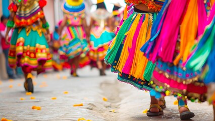 The colorful festivities and parades in a cultural event.