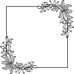 Square frame with beautiful floral.  Vector illustration.