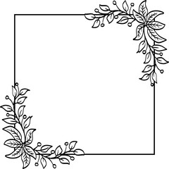 Square frame with beautiful floral.  Vector illustration.