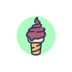Soft ice cream in cone line icon. Summer, waffle, sweet outline sign. Dessert and food concept. Vector illustration for web design and apps
