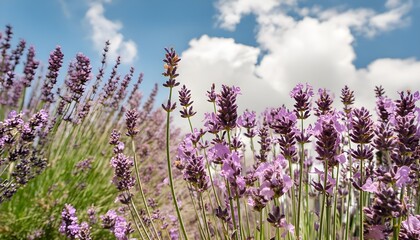 Naklejka premium lavender field with blue sky