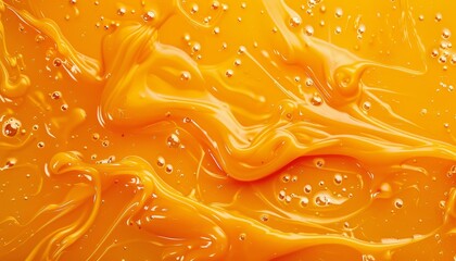 Background with orange jam texture apricot marmalade pattern fruity confiture smudge yellow red syrup and spilled mango sauce