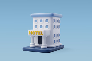 3d Vector Hotel building, Hotel booking and travel destination apartment concept.