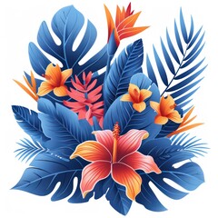 Fototapeta na wymiar exotic plants and flowers with blue leaves